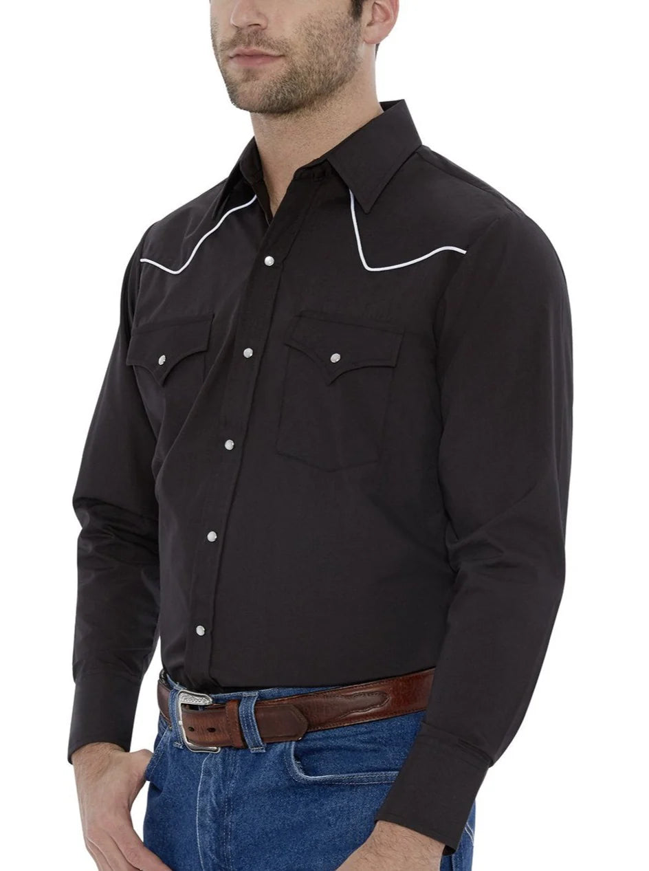 Shirt w/ Contrast Piping Long Sleeve - 202980