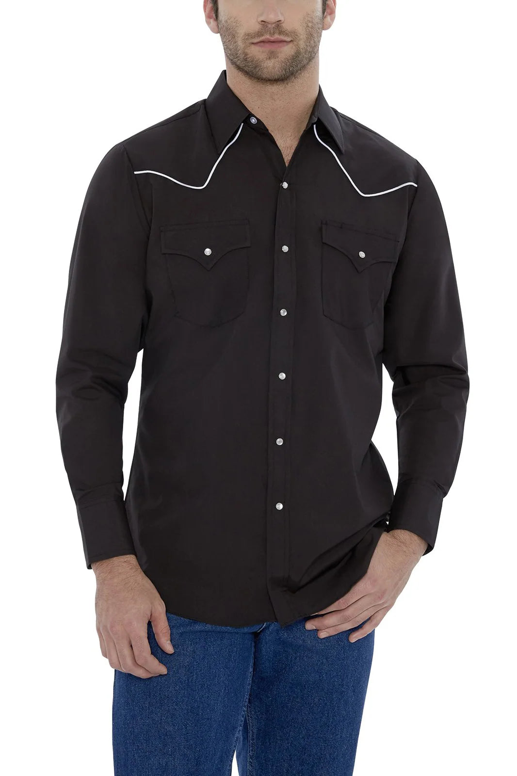 Shirt w/ Contrast Piping Long Sleeve - 202980
