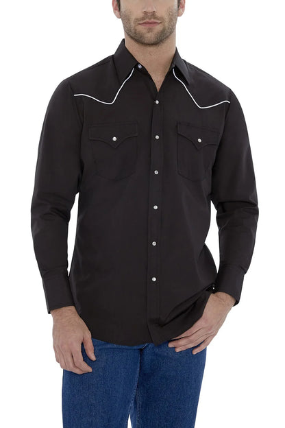 Shirt w/ Contrast Piping Long Sleeve - 202980