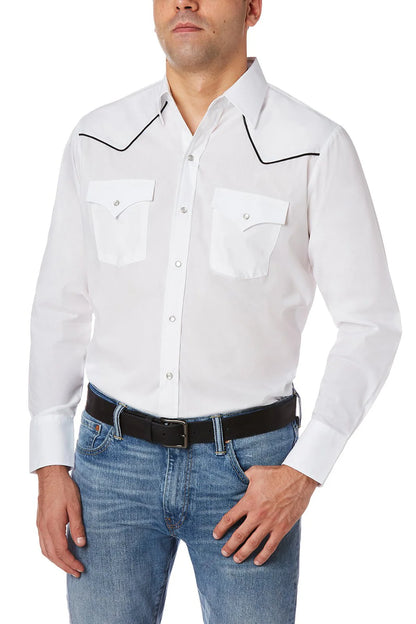 Shirt w/ Contrast Piping Long Sleeve - 202980