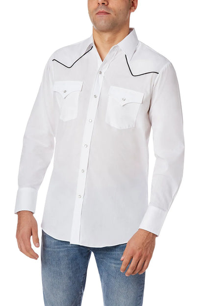 Shirt w/ Contrast Piping Long Sleeve - 202980