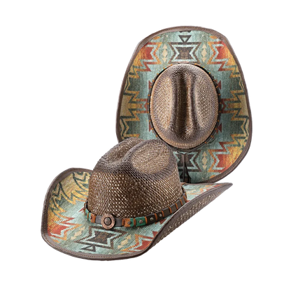 Lucky Horze Cowboy Cocktail Straw Hat - Brown - 3017BR