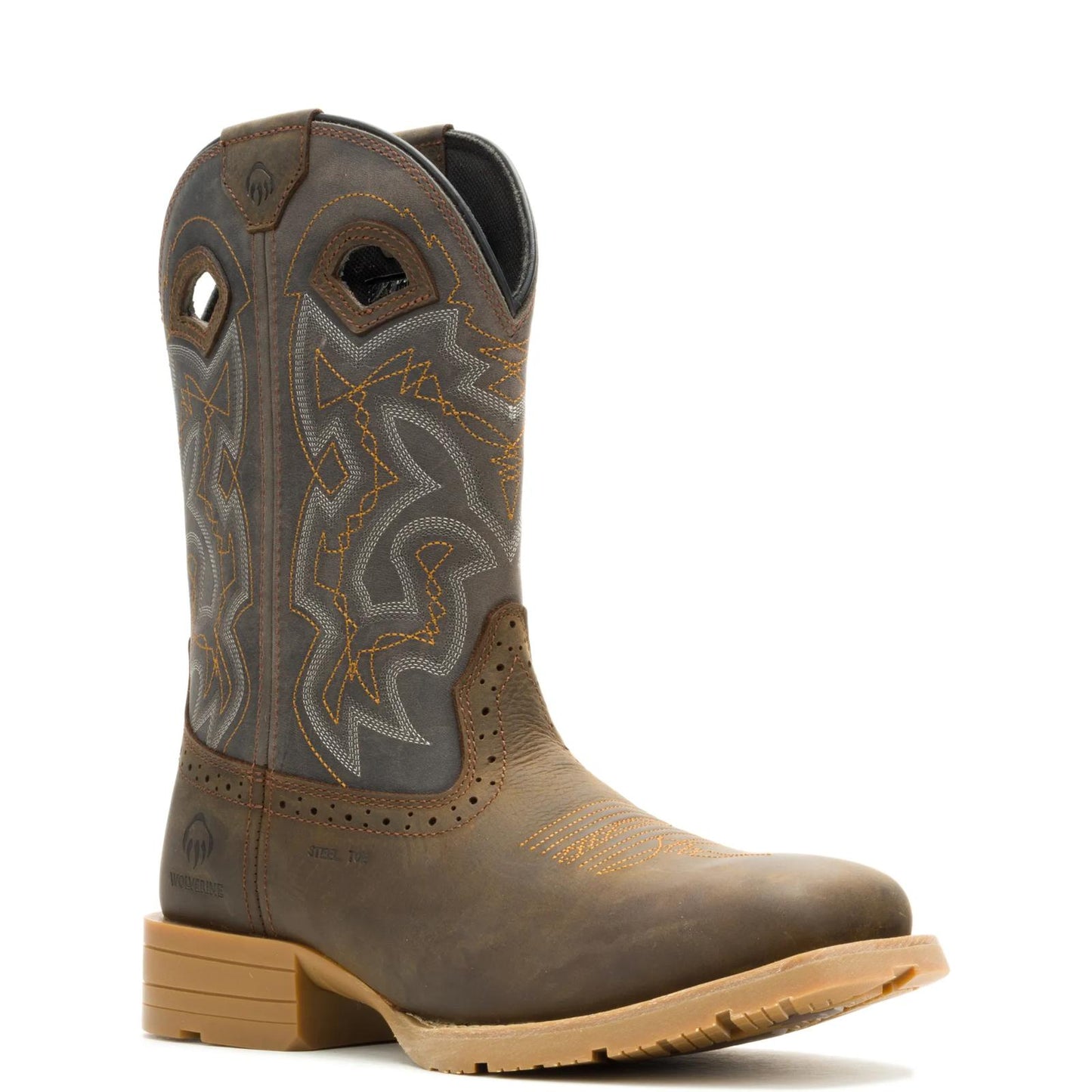 Men's Wheatland Pull-On Steel-Toe Work Wellington - Brown - W261049