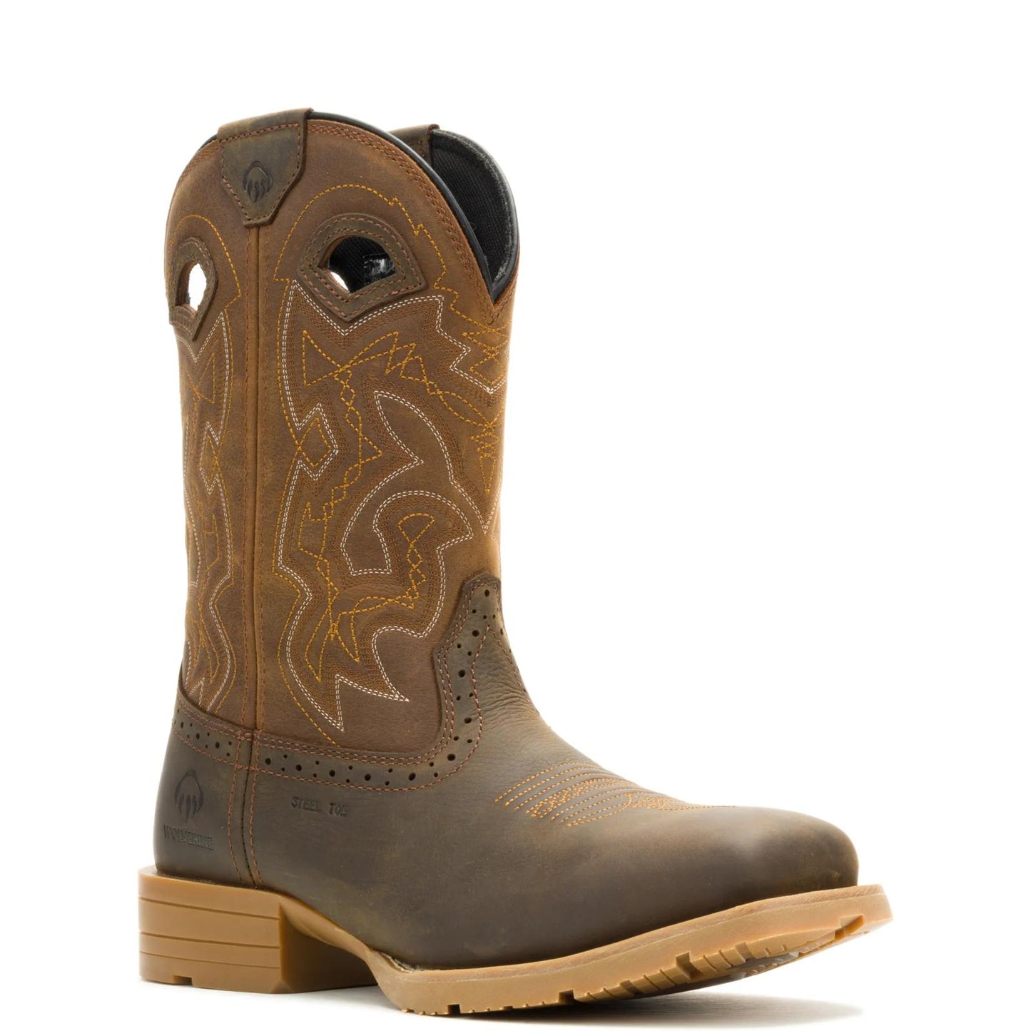 Men's Wheatland Pull-On Steel-Toe Work Wellington - Brown - W261050