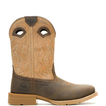 Men's Wheatland Pull-On Steel-Toe Work Wellington - Brown - W261051