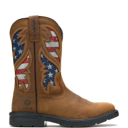 Men's Rancher Flag Steel-Toe Wellington Work Boot - Brown - W241181