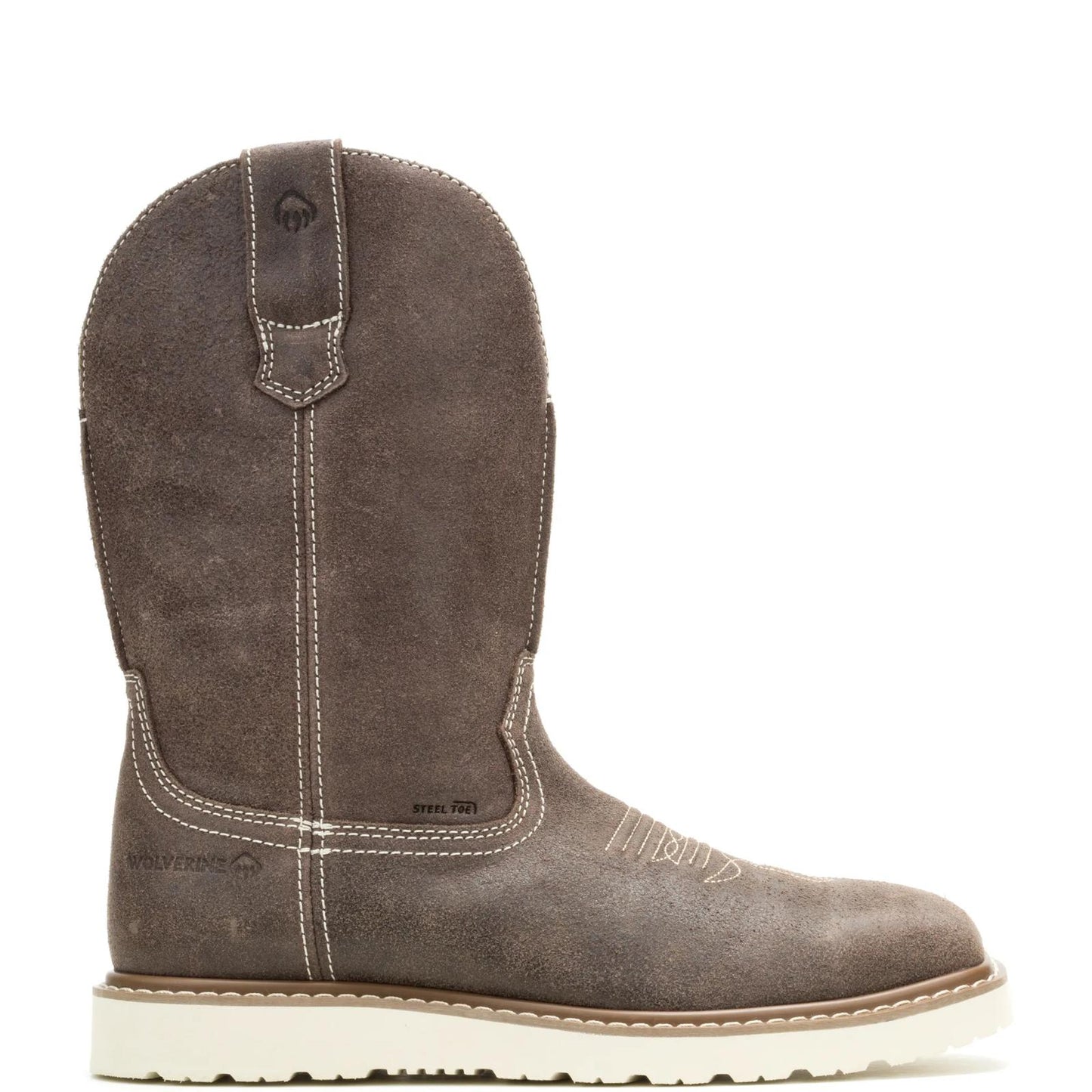 Men's Bronc Wedge Pull-On Steel-Toe Work Wellington - Brown - W251084