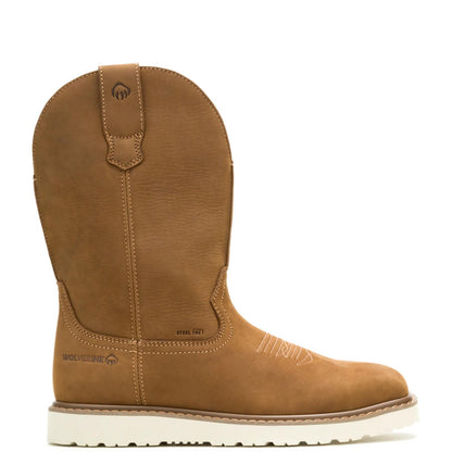 Men's Bronc Wedge Pull-On Steel-Toe Work Wellington - Brown - W251082