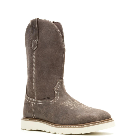 Men's Bronc Wedge Pull-On Steel-Toe Work Wellington - Brown - W251084