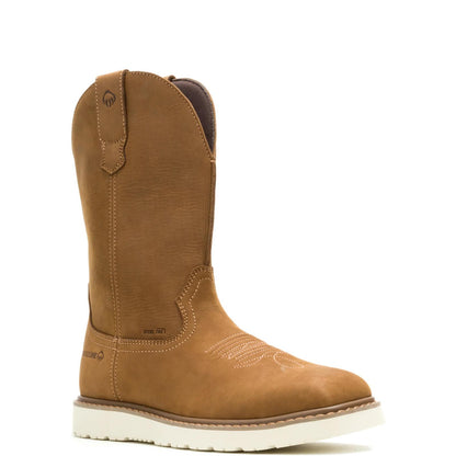 Men's Bronc Wedge Pull-On Steel-Toe Work Wellington - Brown - W251082