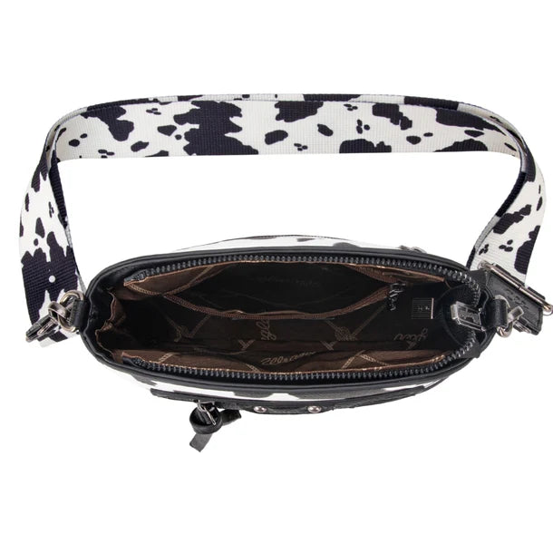 Wrangler Cow Print Crossbody Bag - Black - WG133-213