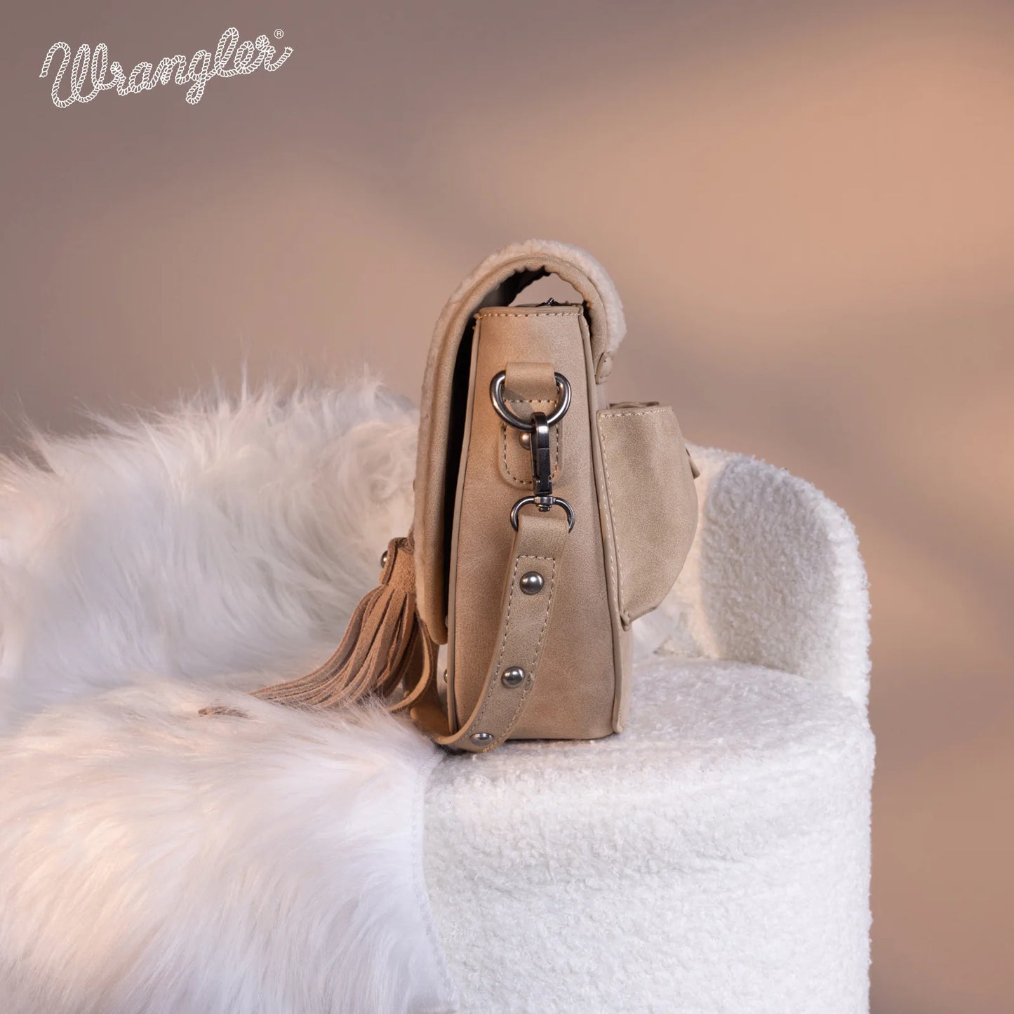 Wrangler Sherpa Saddle Bag Crossbody - Khaki