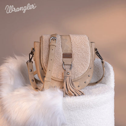 Wrangler Sherpa Saddle Bag Crossbody - Khaki