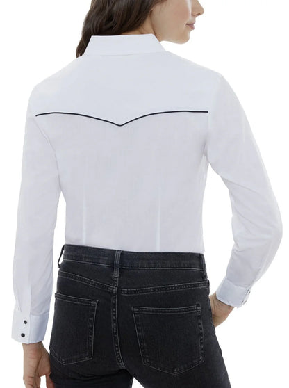 Long Sleeve White w/ Black Pipping